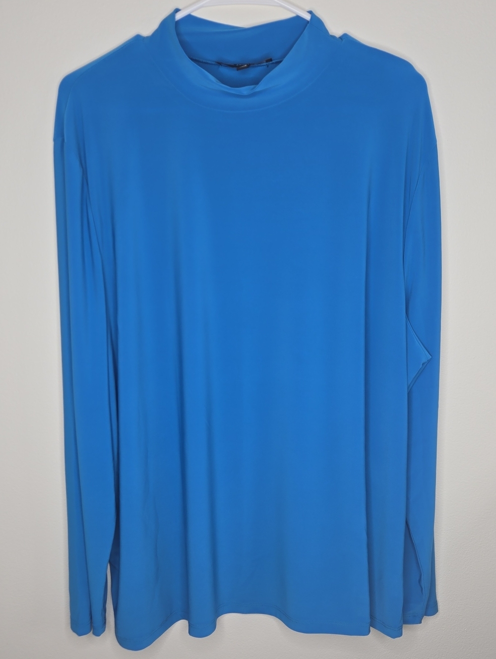Claire Desjardins By Carre Noir Blue Long Sleeve Mock Neck Stretch Top Size 2X